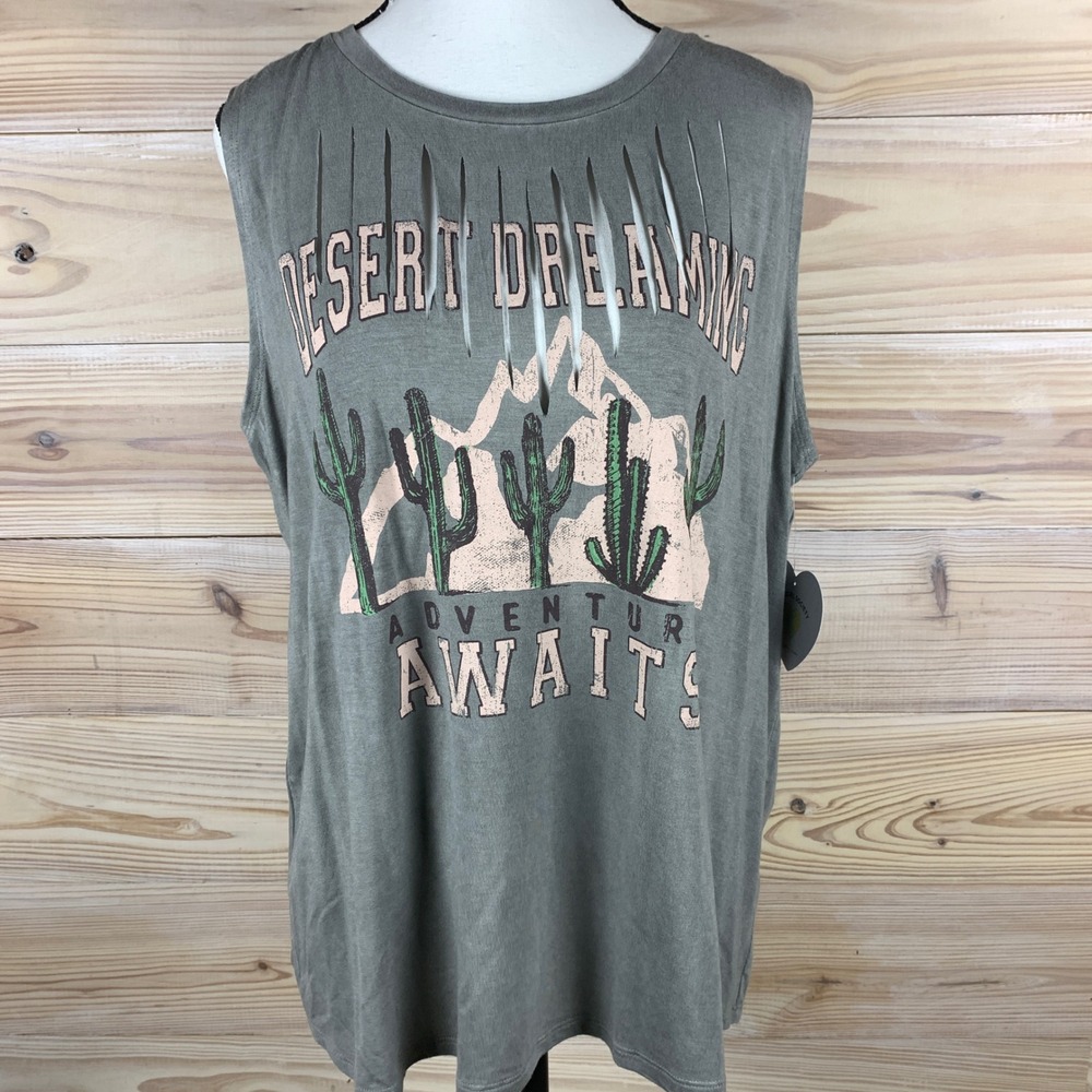 Homegirl Society Tank Top‎ Womens 1X Desert Dreaming Cut Out Tee Western